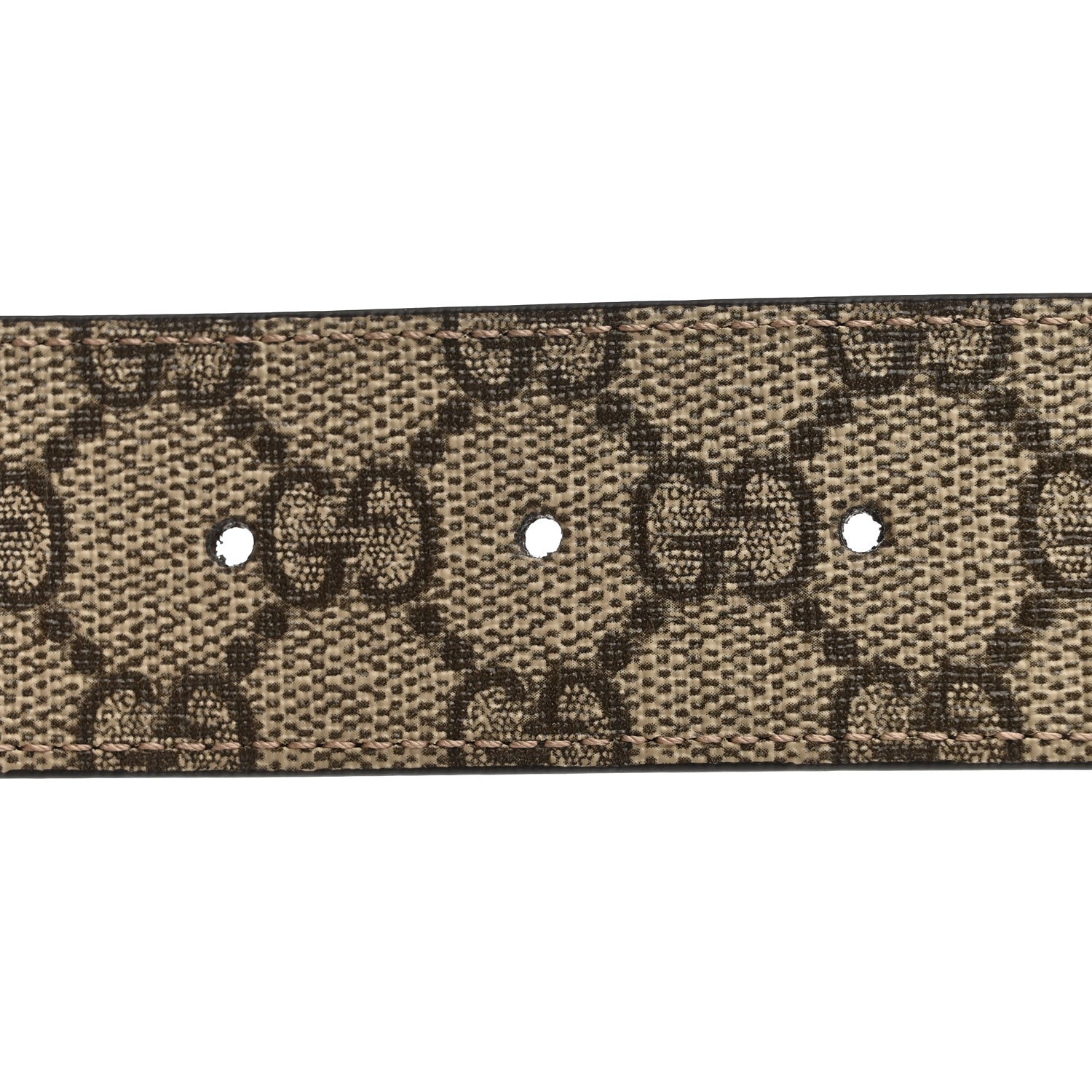 Gucci GG Supreme Monogram Plutone Calfskin Double G Reversible 37mm Belt 95 38 Beige Ebony New Acero 5 of 5