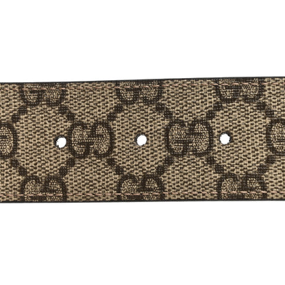Gucci GG Supreme Monogram Plutone Calfskin Double G Reversible 37mm Belt 95 38 Beige Ebony New Acero 5 of 5