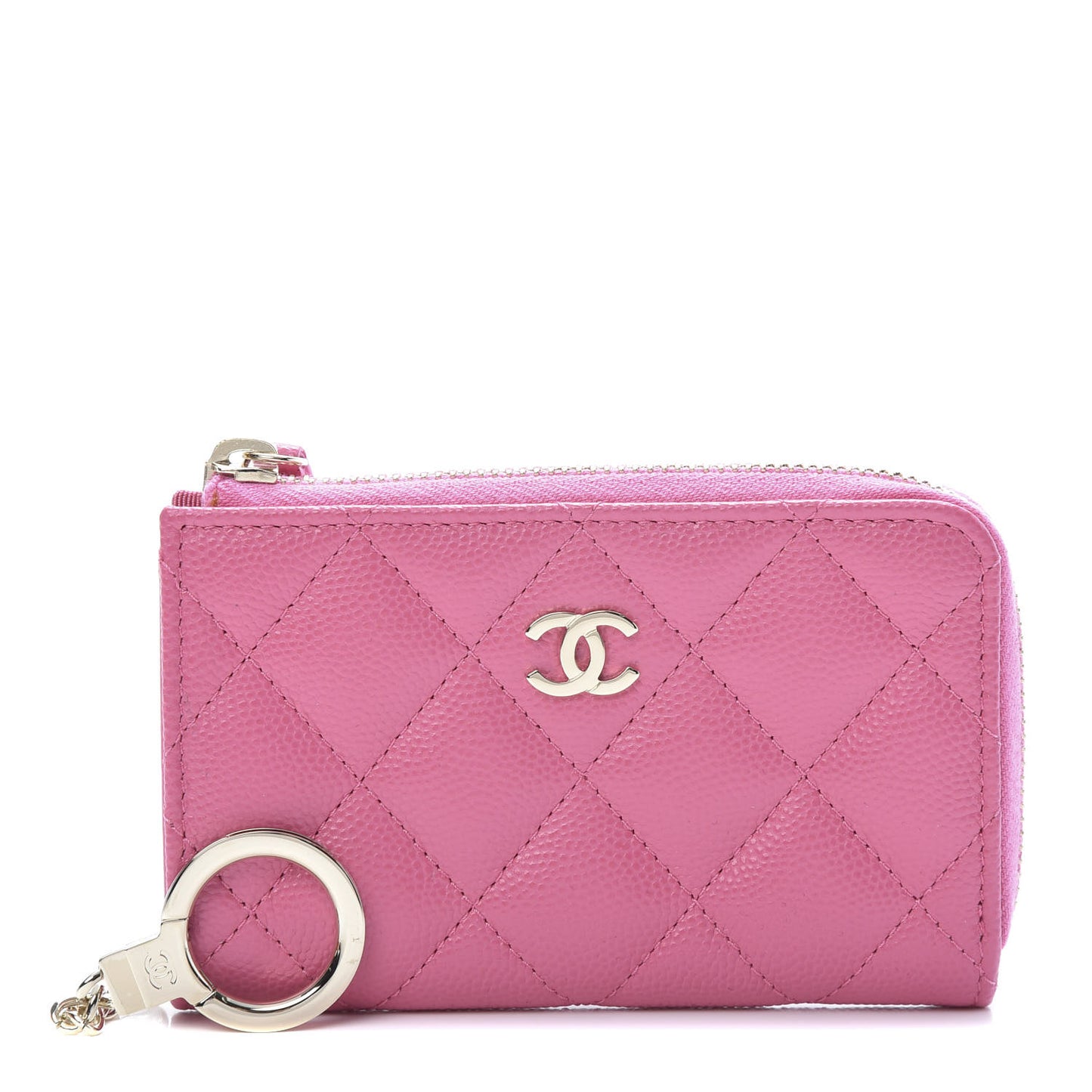 Caviar Quilted Key Holder Case Pink