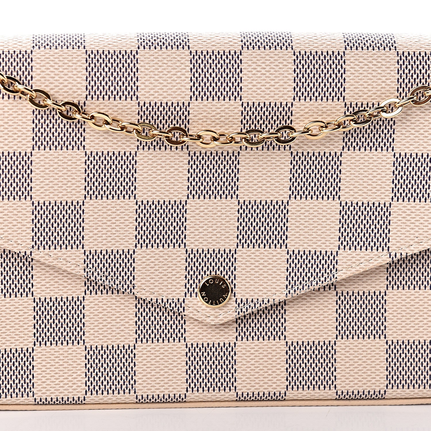 Louis Vuitton Damier Azur Pochette Felicie Chain Wallet Rose Ballerine 8 of 11