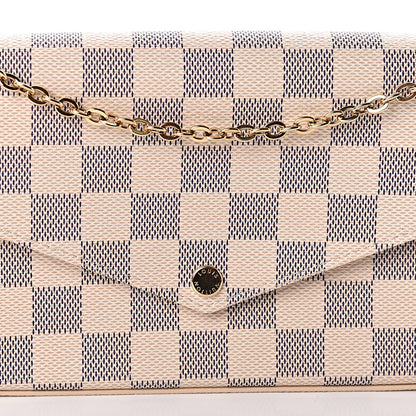 Louis Vuitton Damier Azur Pochette Felicie Chain Wallet Rose Ballerine 8 of 11