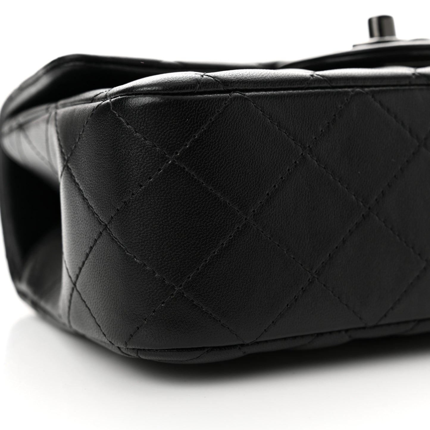 Lambskin Quilted Mini Top Handle Rectangular Flap So Black