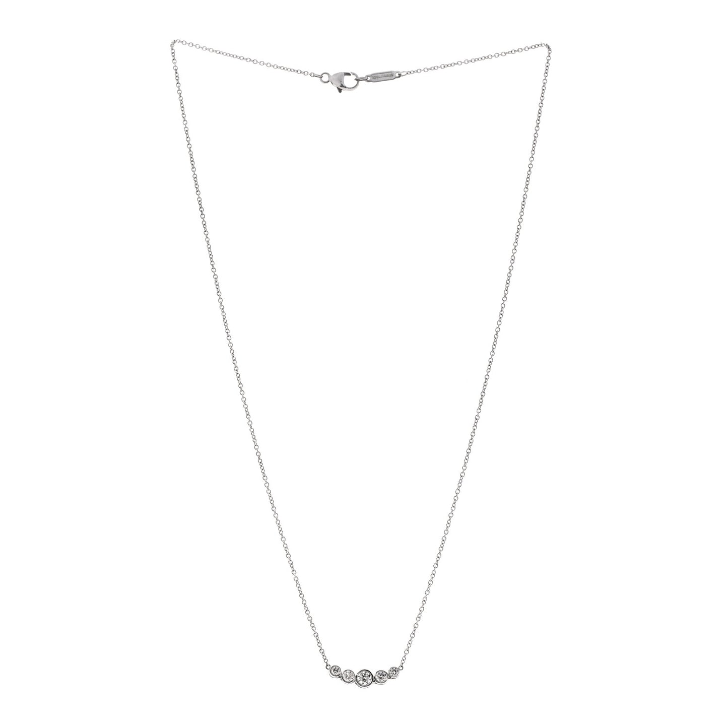 Platinum Diamond Jazz Graduated Pendant Necklace