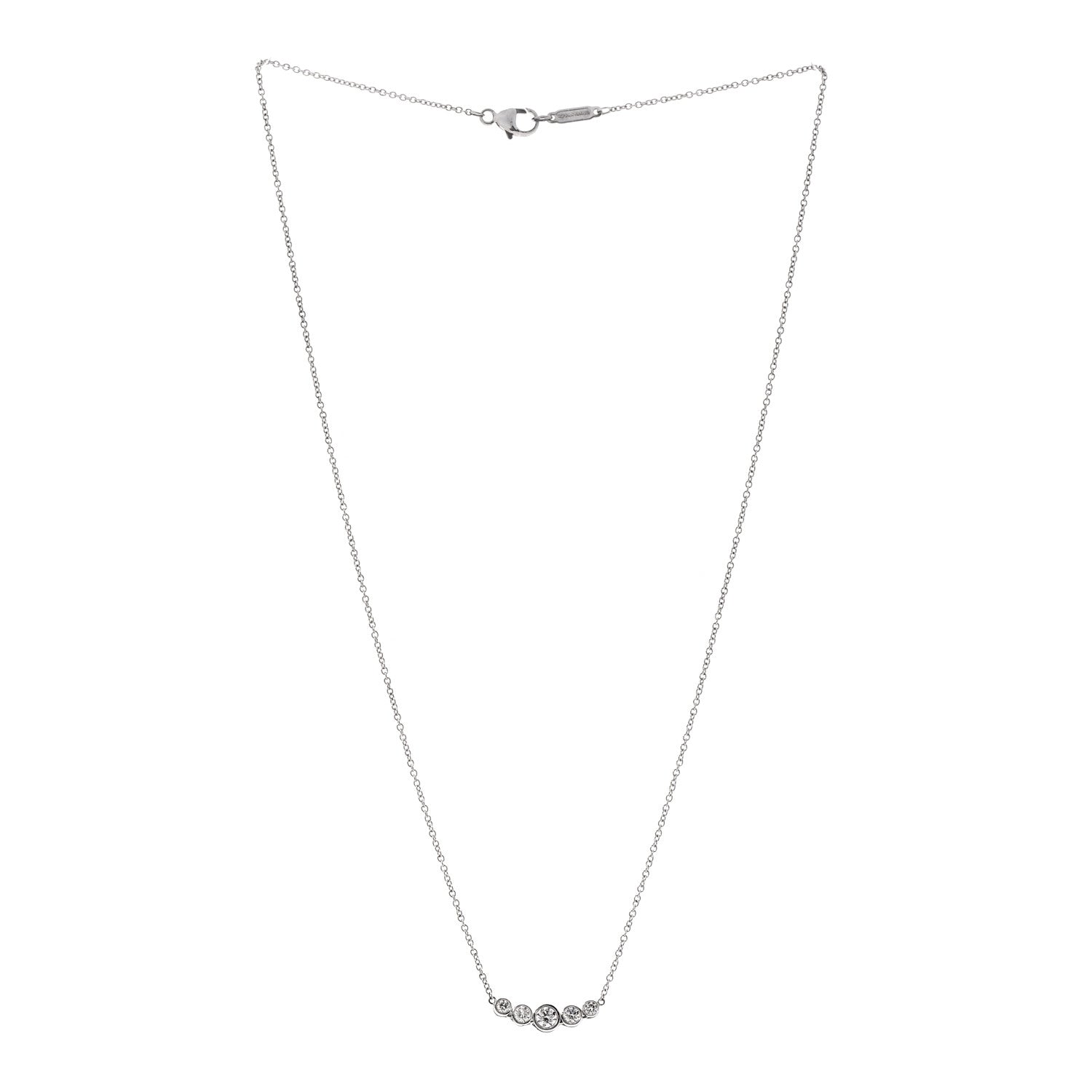 Tiffany Platinum Diamond Jazz Graduated Pendant Necklace 3 of 6