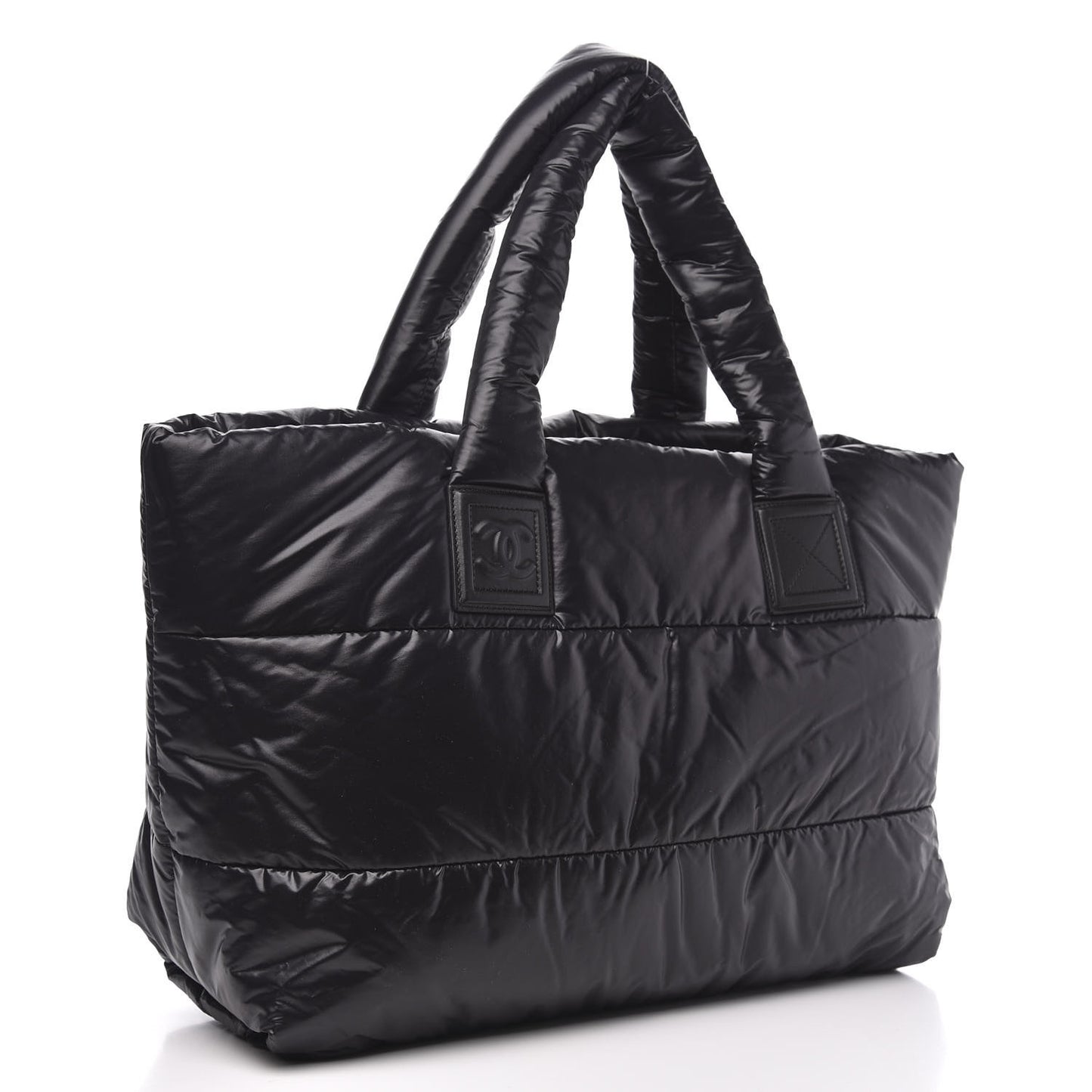 Nylon Quilted Medium Coco Cocoon Reversible Tote Black