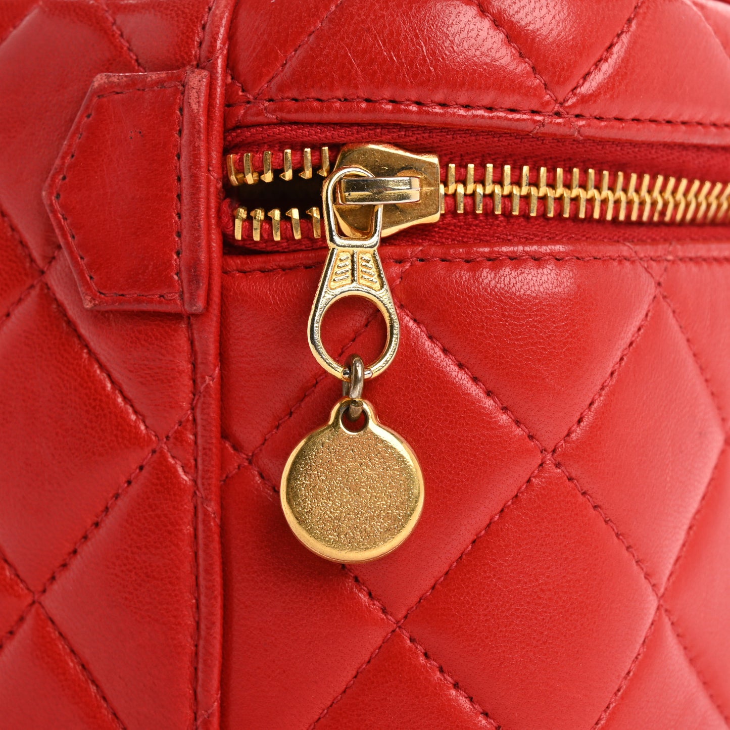 Lambskin Quilted Vanity Case Red