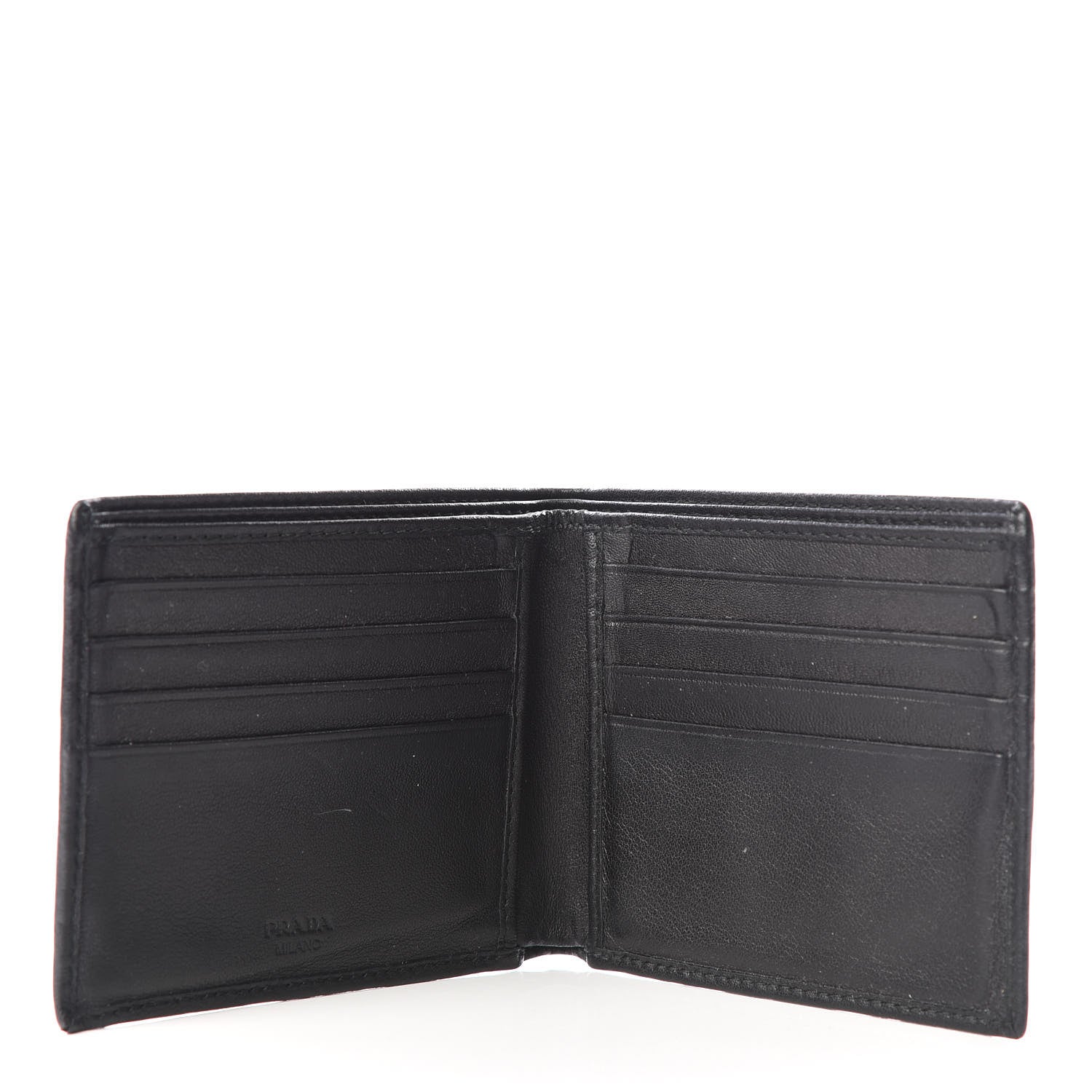 Prada Soft Calf Bi-Fold Wallet Black 4 of 11