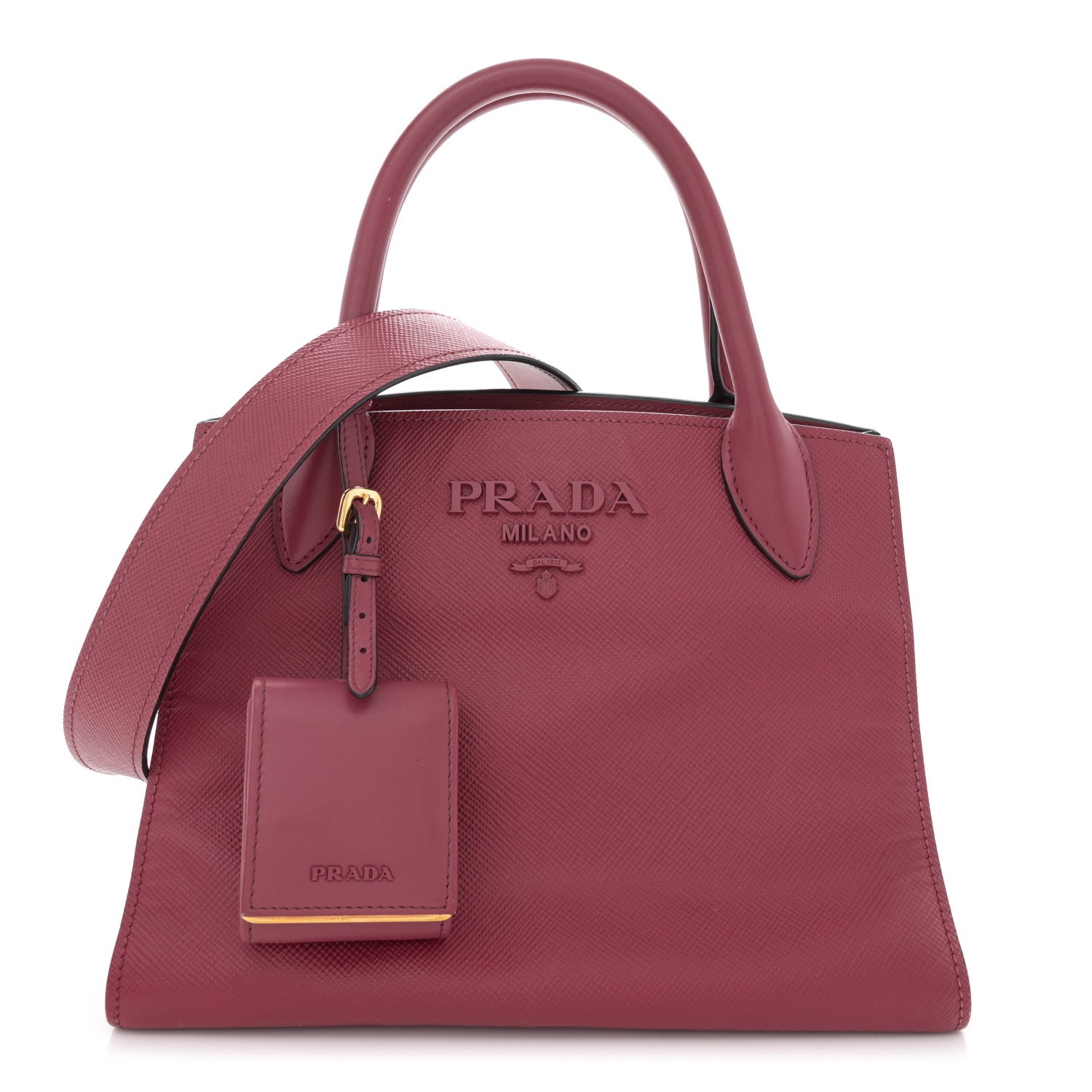 Prada Saffiano Cuir Calfskin Small Monochrome Top Handle Tote Bruyere 1 of 11