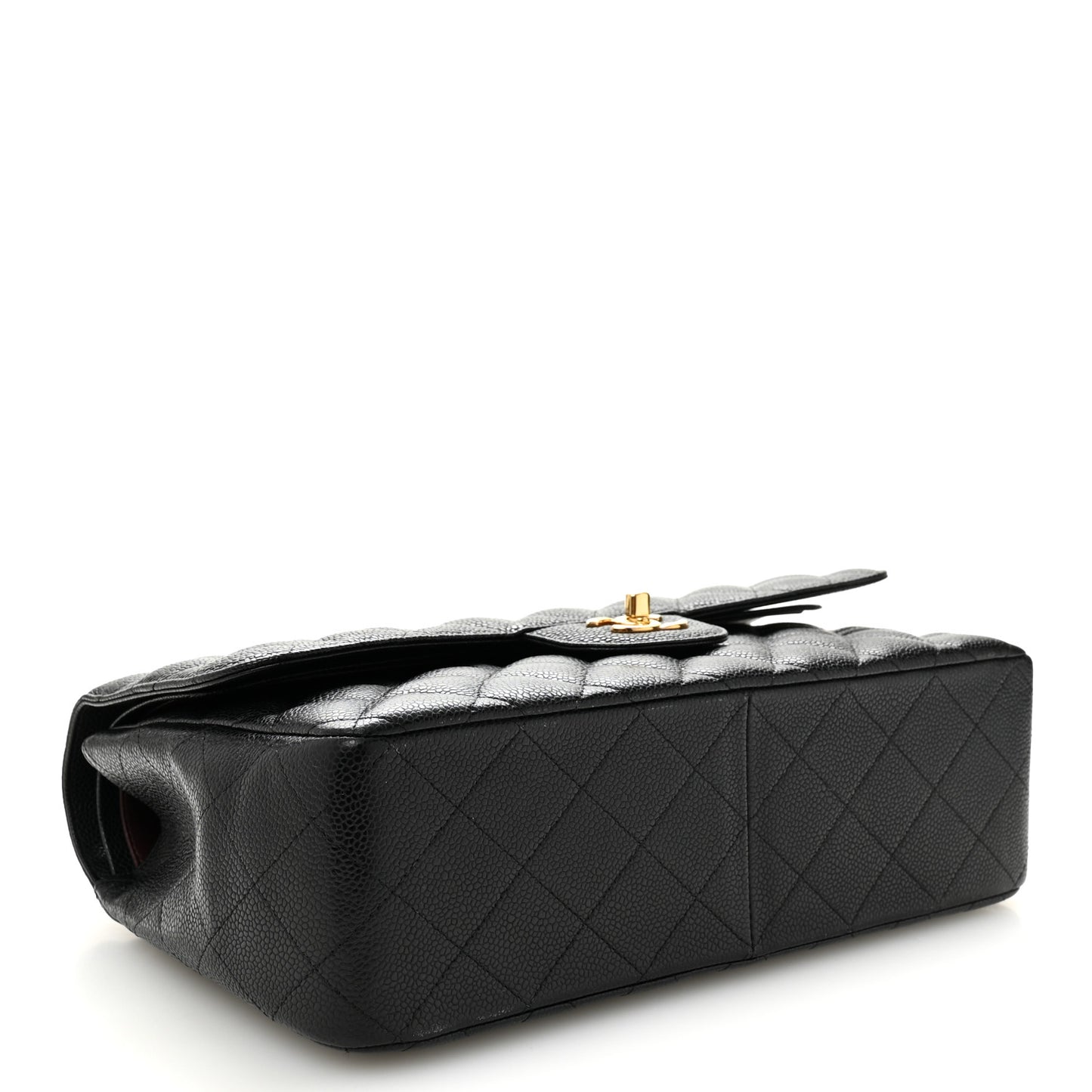 Caviar Quilted Jumbo Double Flap Black