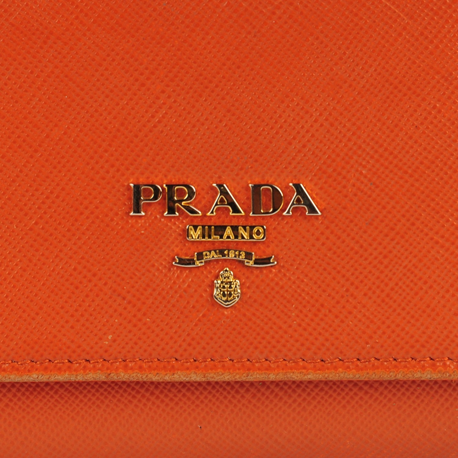 Prada Saffiano Metal Oro Chain Wallet Papaya 6 of 11