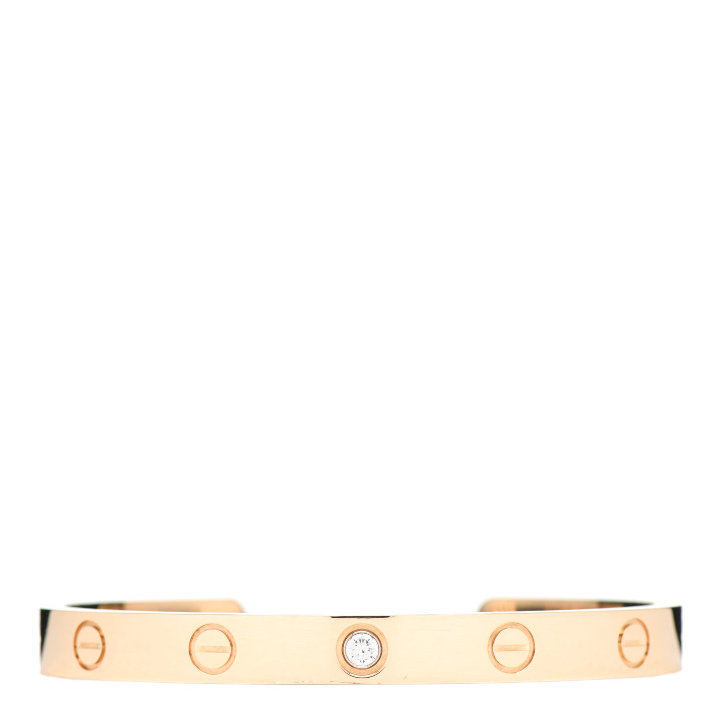 18K Yellow Gold 1 Diamond LOVE Cuff Bracelet 16
