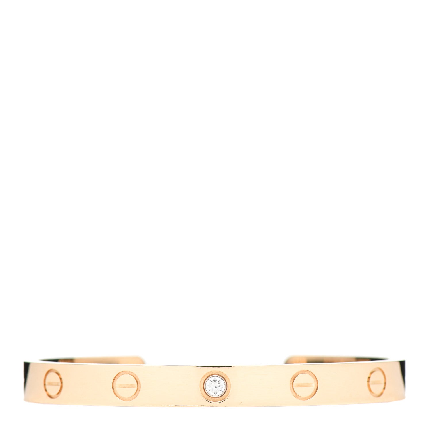 Cartier 18K Yellow Gold 1 Diamond LOVE Cuff Bracelet 16 1 of 4
