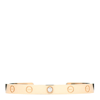 Cartier 18K Yellow Gold 1 Diamond LOVE Cuff Bracelet 16 1 of 4