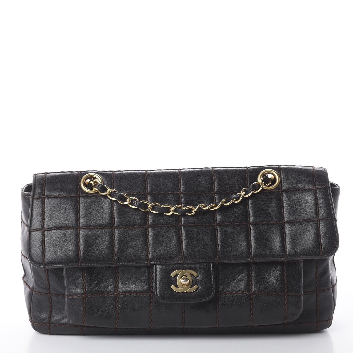 Chanel Lambskin Stitched Chocolate Bar Single Flap Brown 1 of 8