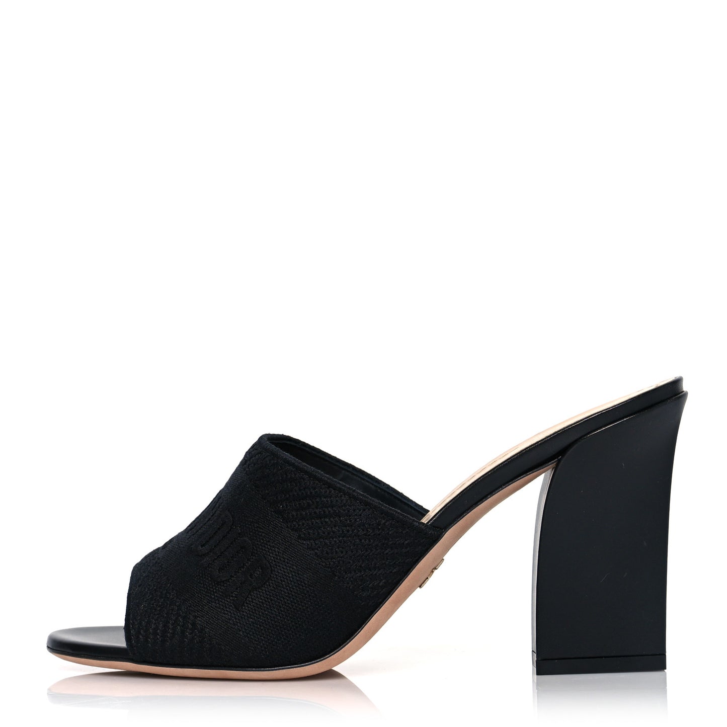Cotton Embroidered Dway 85mm Slide Sandals 40 Black