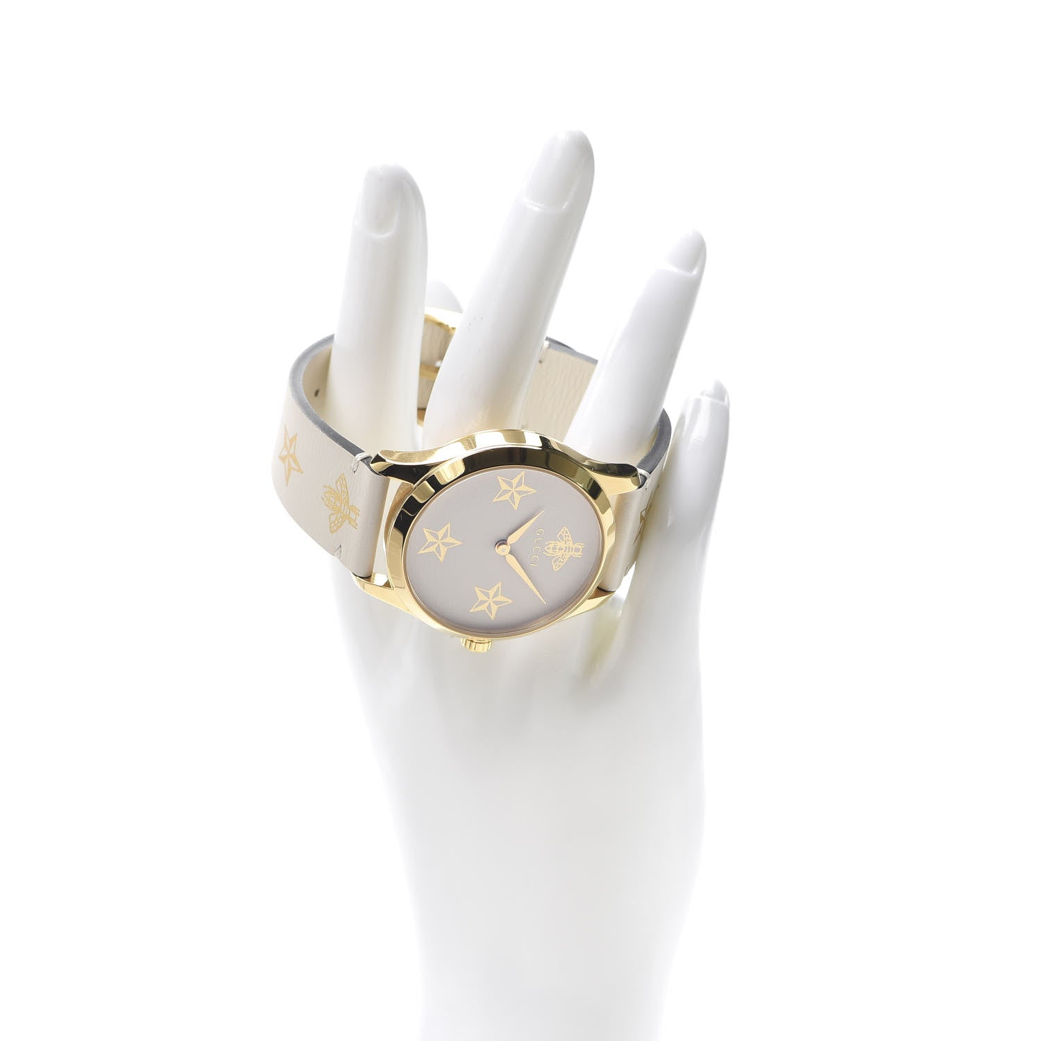 Gucci Stainless Steel Calfskin 38mm G-Timeless Bee Star Quartz Watch White 2 of 7