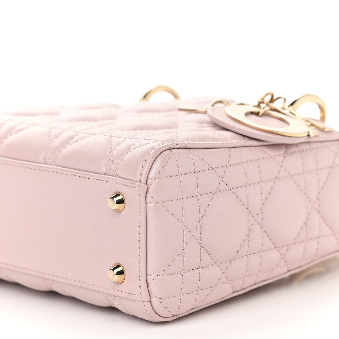 Metallic Lambskin Cannage Mini Lady Dior Lotus