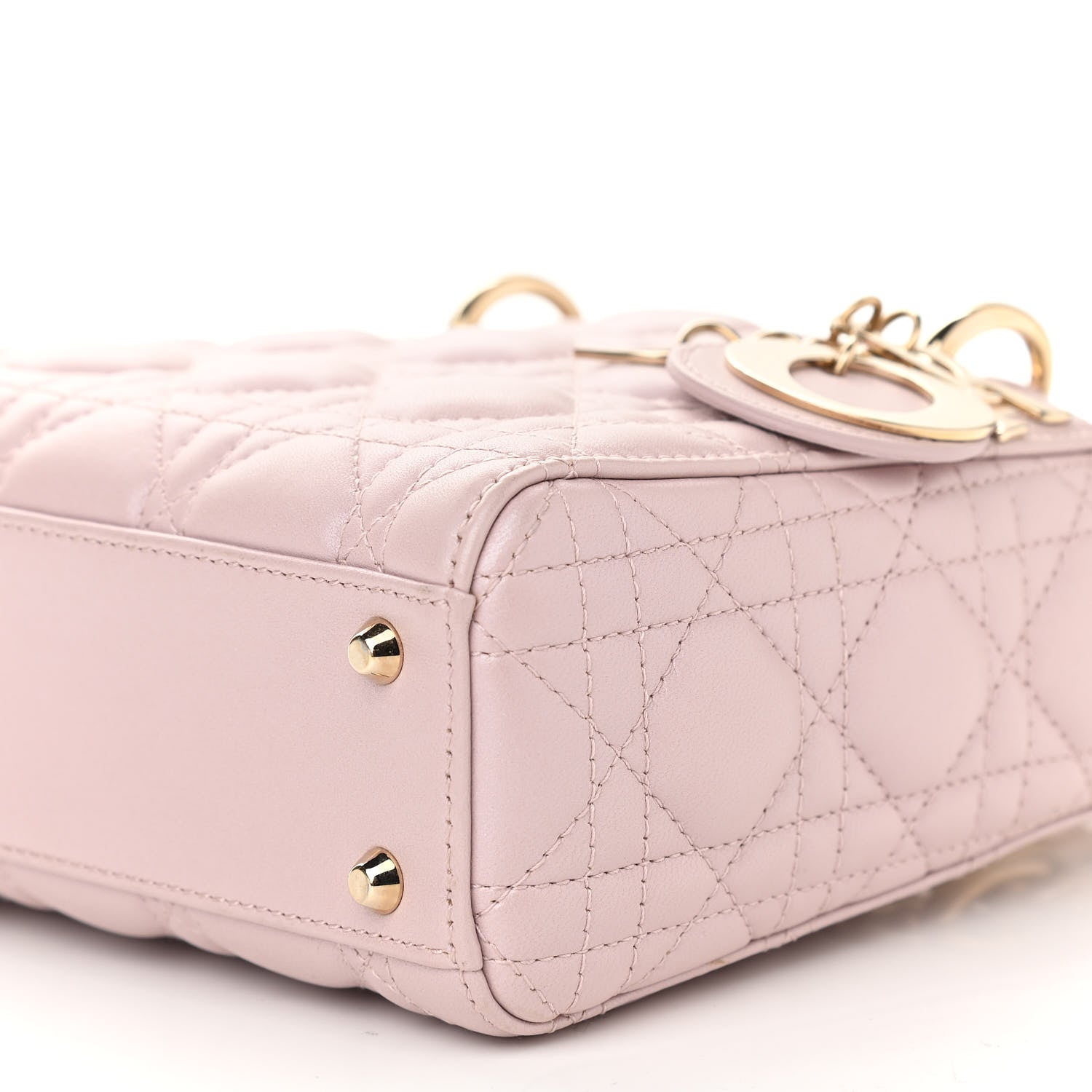 Christian Dior Metallic Lambskin Cannage Mini Lady Dior Lotus 10 of 15