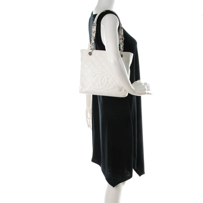 Chanel Caviar Quilted Petit Shopping Tote PST White 2 of 9