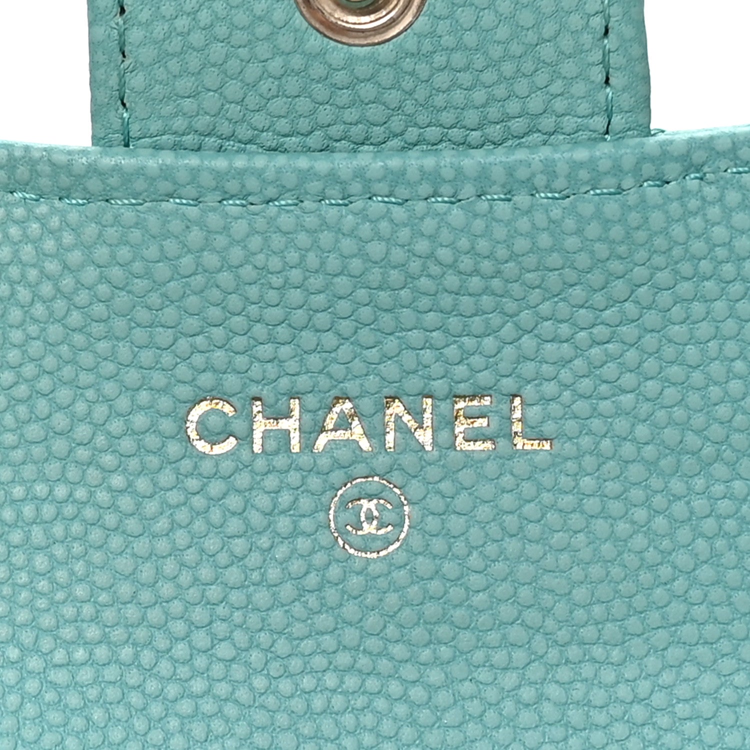 Chanel Caviar Flat Chevron Quilted Flap Card Holder Green 6 of 9