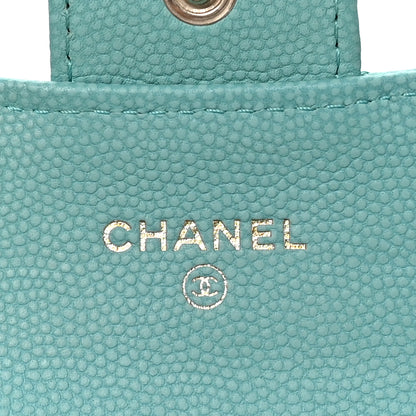 Chanel Caviar Flat Chevron Quilted Flap Card Holder Green 6 of 9
