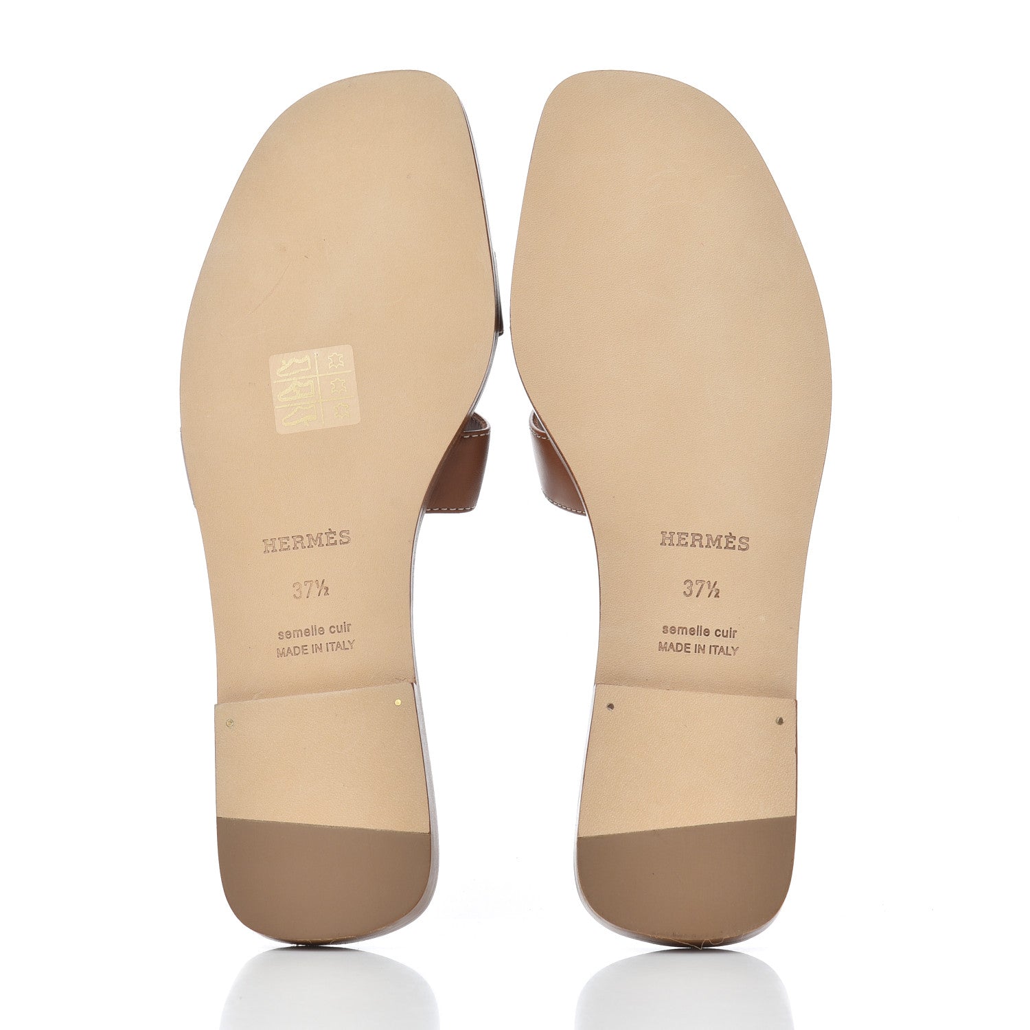Hermes Box Calfskin Oran Sandals 37.5 Gold 5 of 10