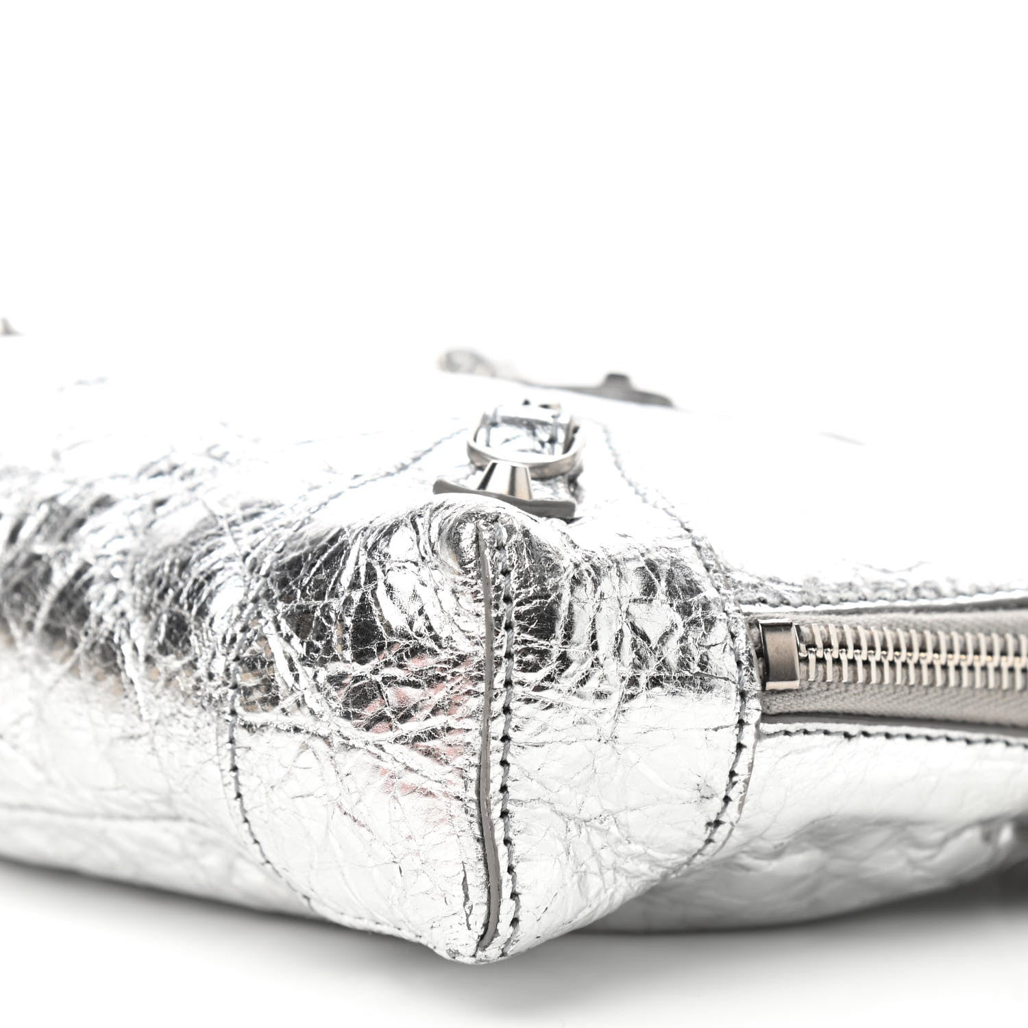 Balenciaga Metallic Calfskin Classic Silver Hardware Pouch With A Chain Crossbody Silver 7 of 9