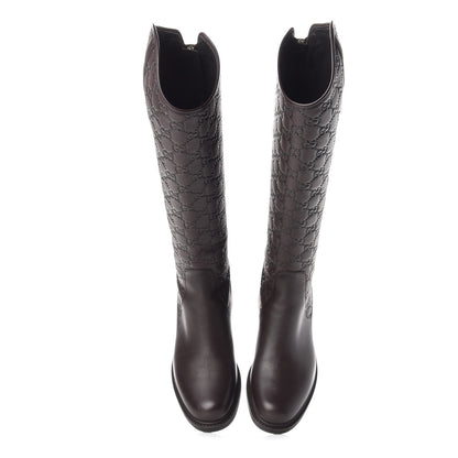 Gucci Guccissima Calfskin Miro Soft Knee High Riding Boots 36 Chocolate 5 of 10