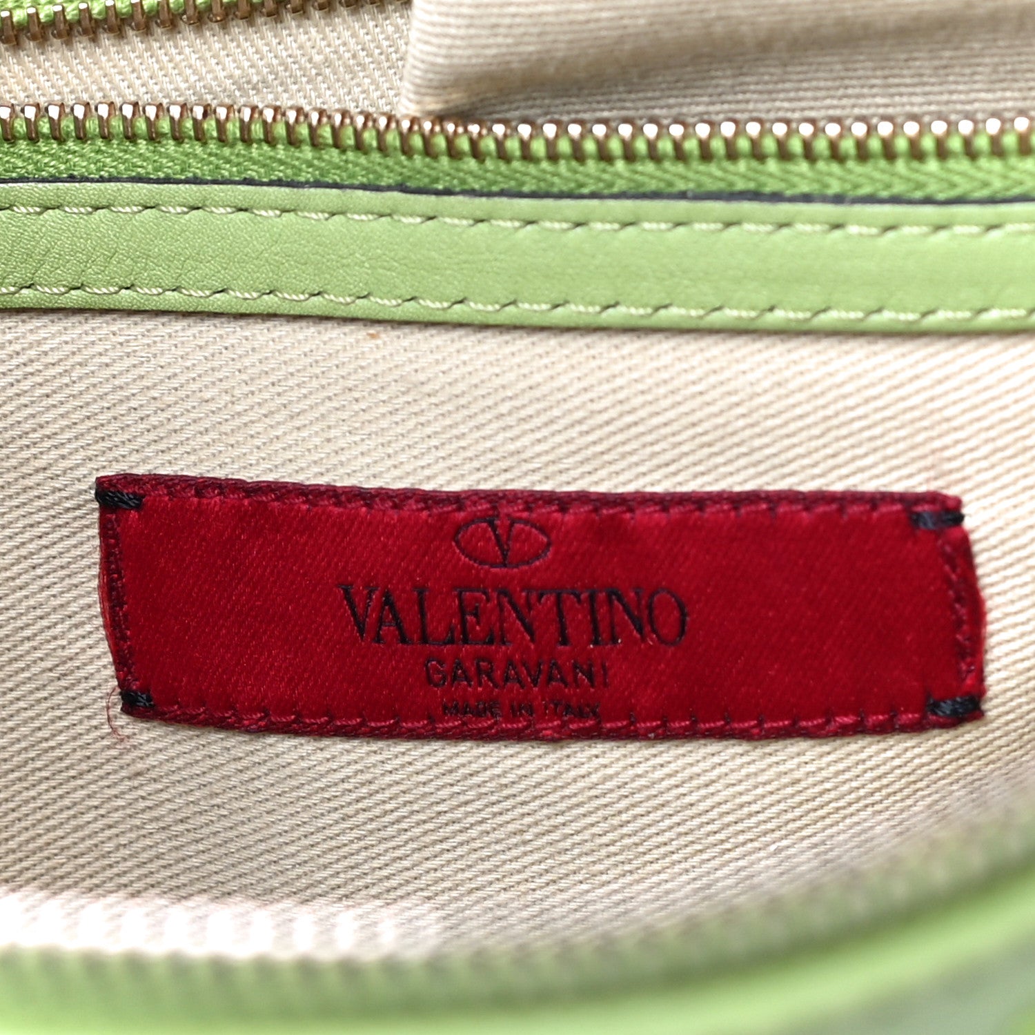 Valentino Garavani Vitello Large Rockstud Zip Wristlet Pouch Pop Apple 6 of 16