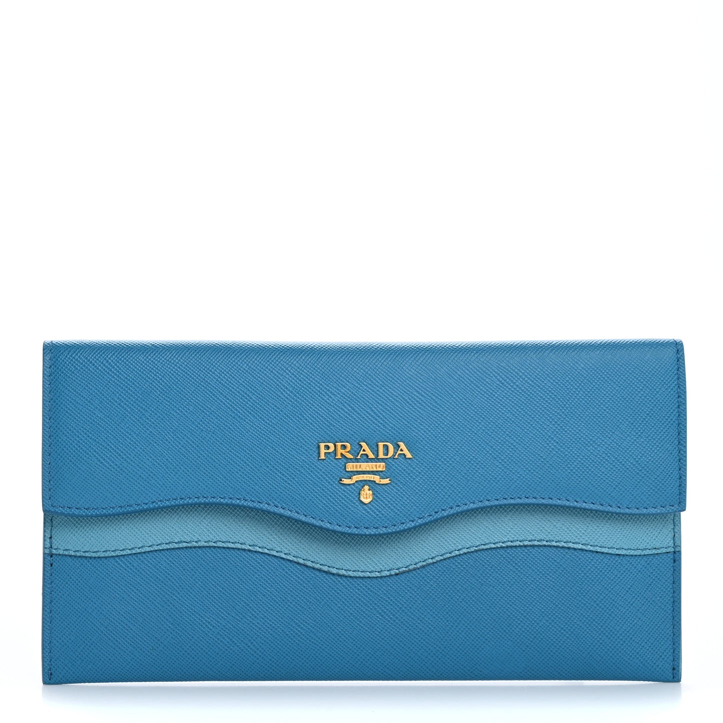 Saffiano Wave Flat Flap Wallet Celeste Voyage