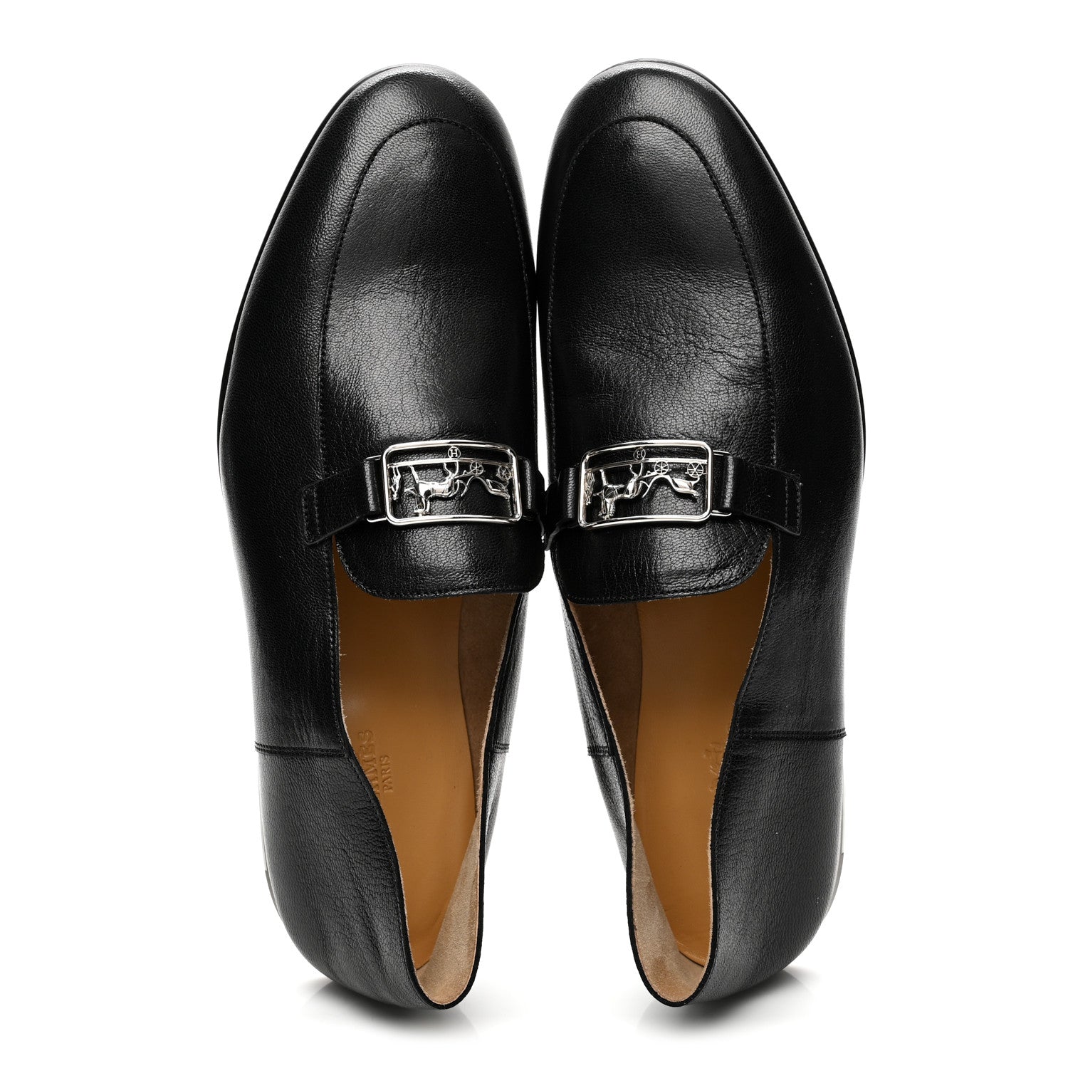 Hermes Goatskin Mens Tenor Mocassin Loafers 43 Black 5 of 11