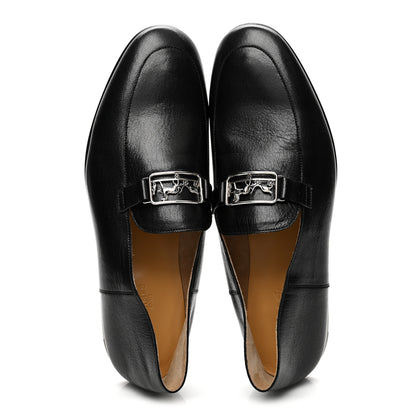 Hermes Goatskin Mens Tenor Mocassin Loafers 43 Black 5 of 11