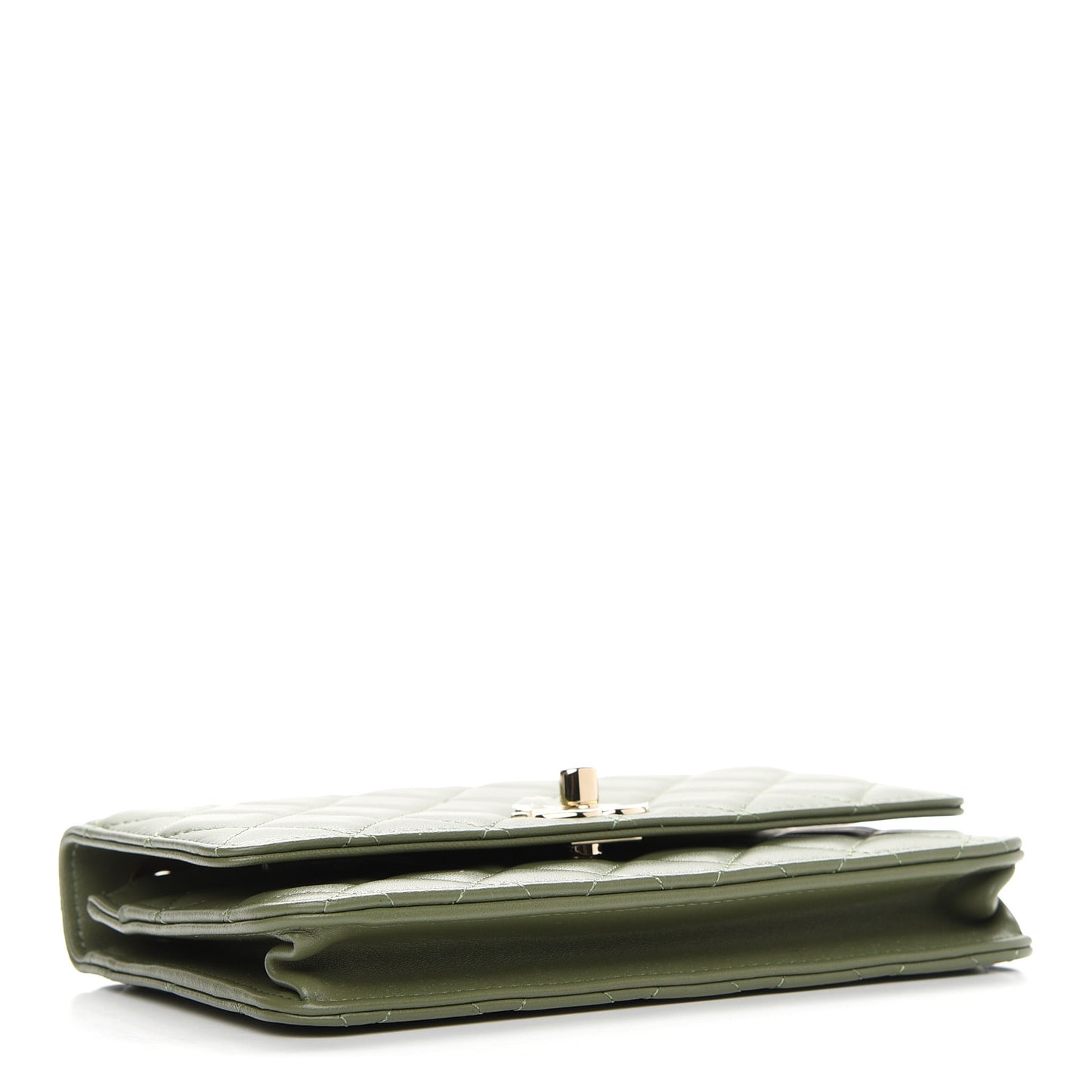 Lambskin Quilted Trendy CC Wallet On Chain WOC Green