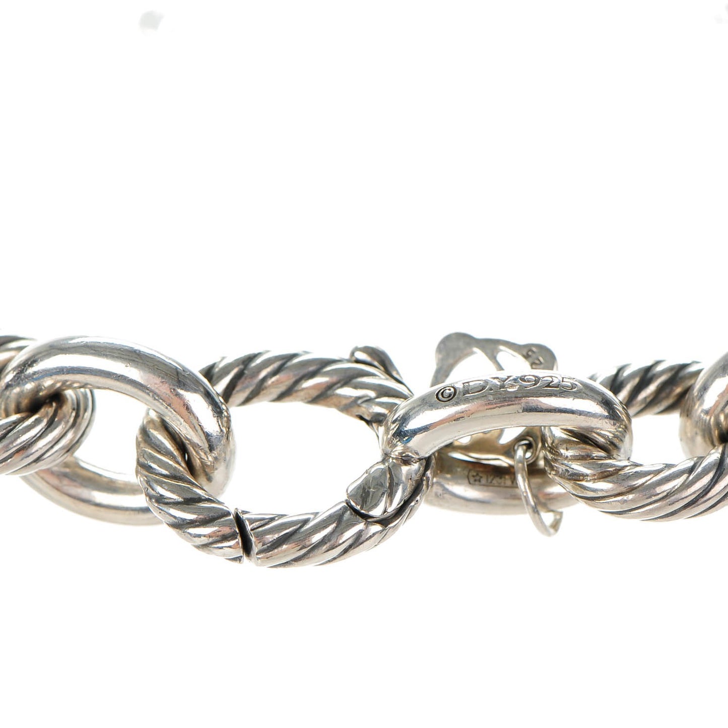 Sterling Silver Pave Diamond 15mm Large Oval Link Necklace
