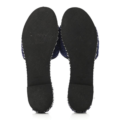 Chanel Terry CC Flat Mules 39 Navy Blue 4 of 4