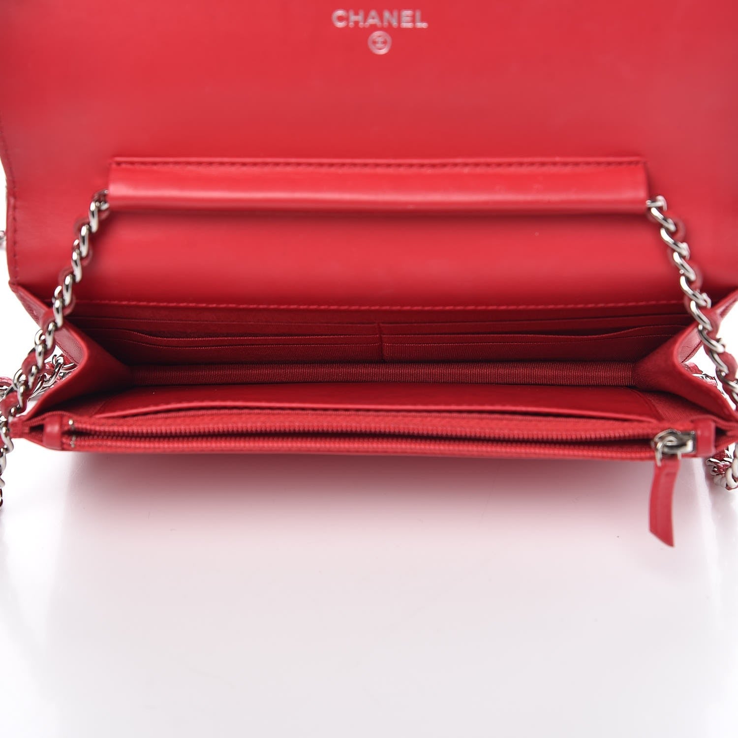 Chanel Caviar Timeless CC Wallet On Chain WOC Red 5 of 14