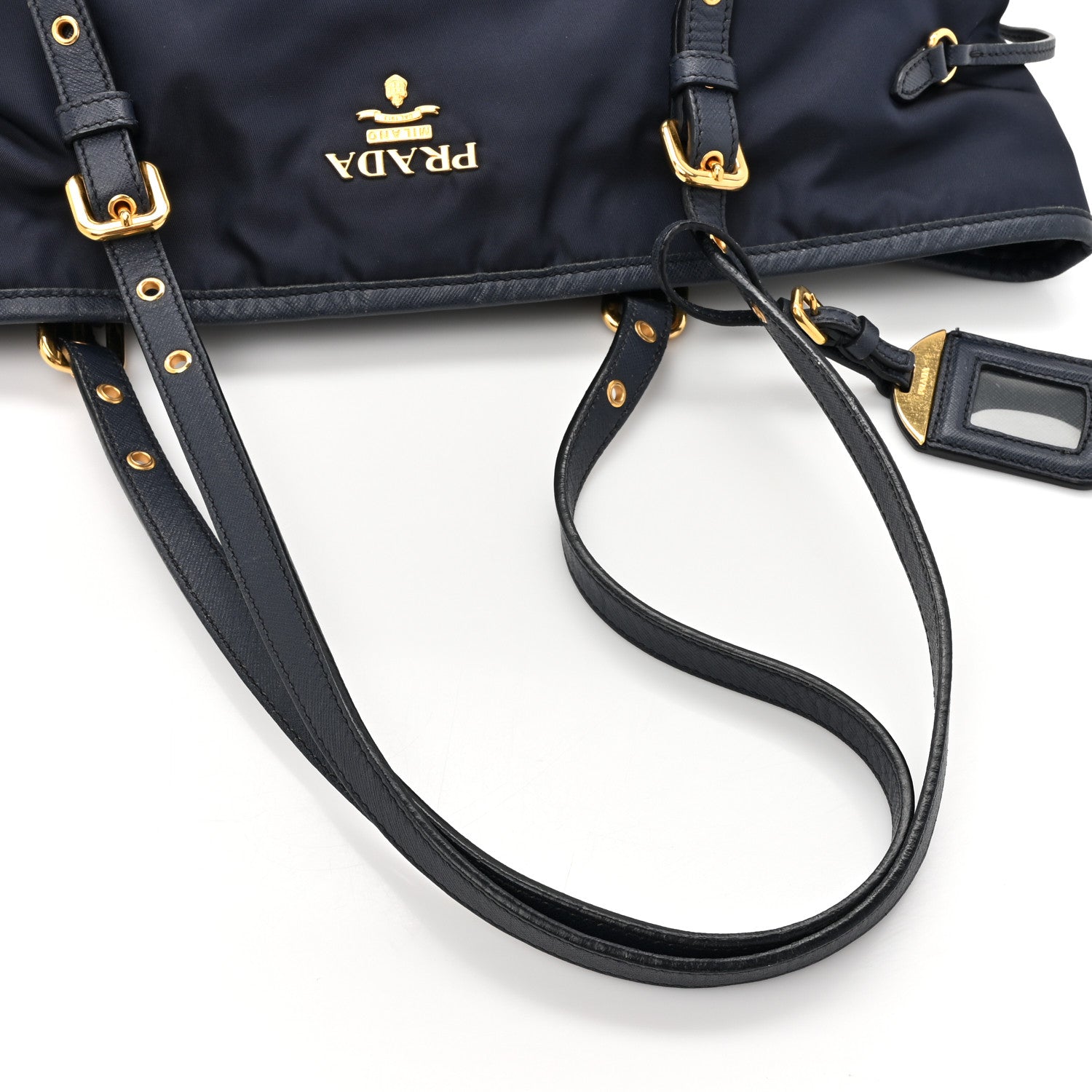 Prada Tessuto Nylon Saffiano Metal Shopping Tote Navy 14 of 17