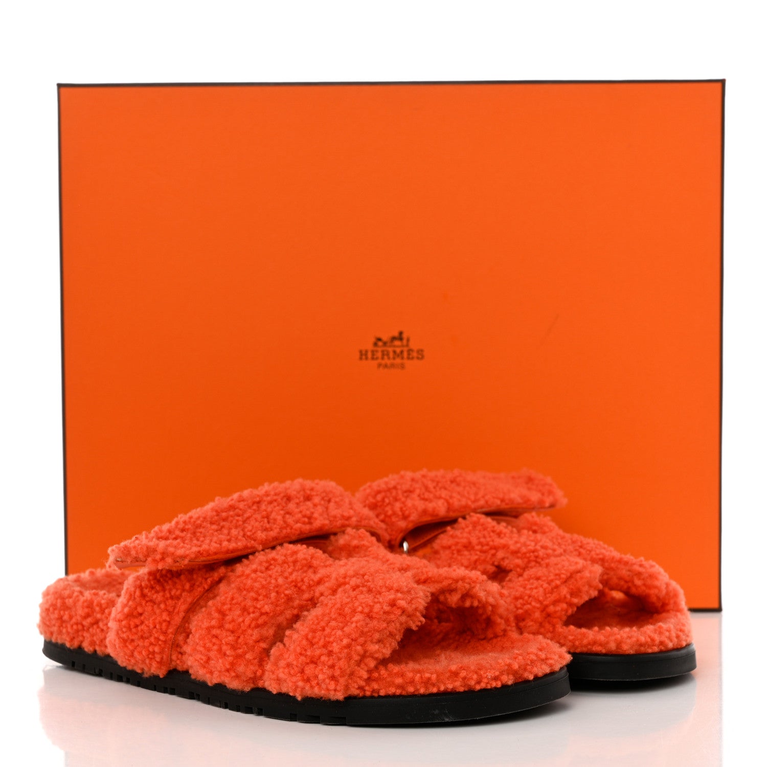 Hermes Woolskin Womens Chypre Sandals 39.5 Orange 11 of 11