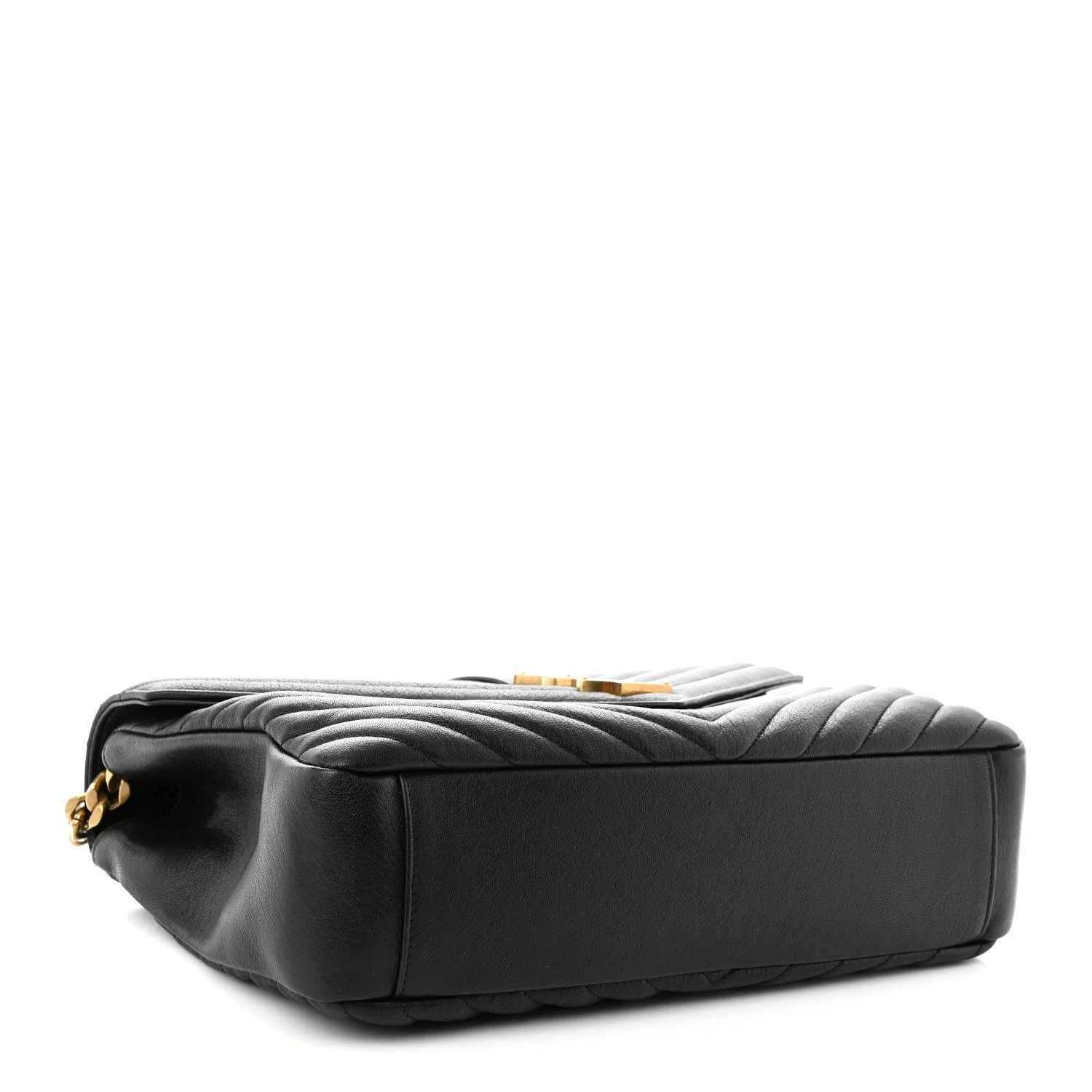 Saint Laurent Sheepskin Matelasse Chevron Monogram Large College Satchel Black 4 of 10