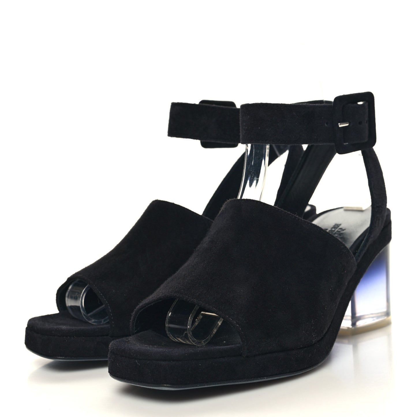 Suede Goatskin Polycarbonate Womens Flirt 60 Sandals 37 Black Ombre