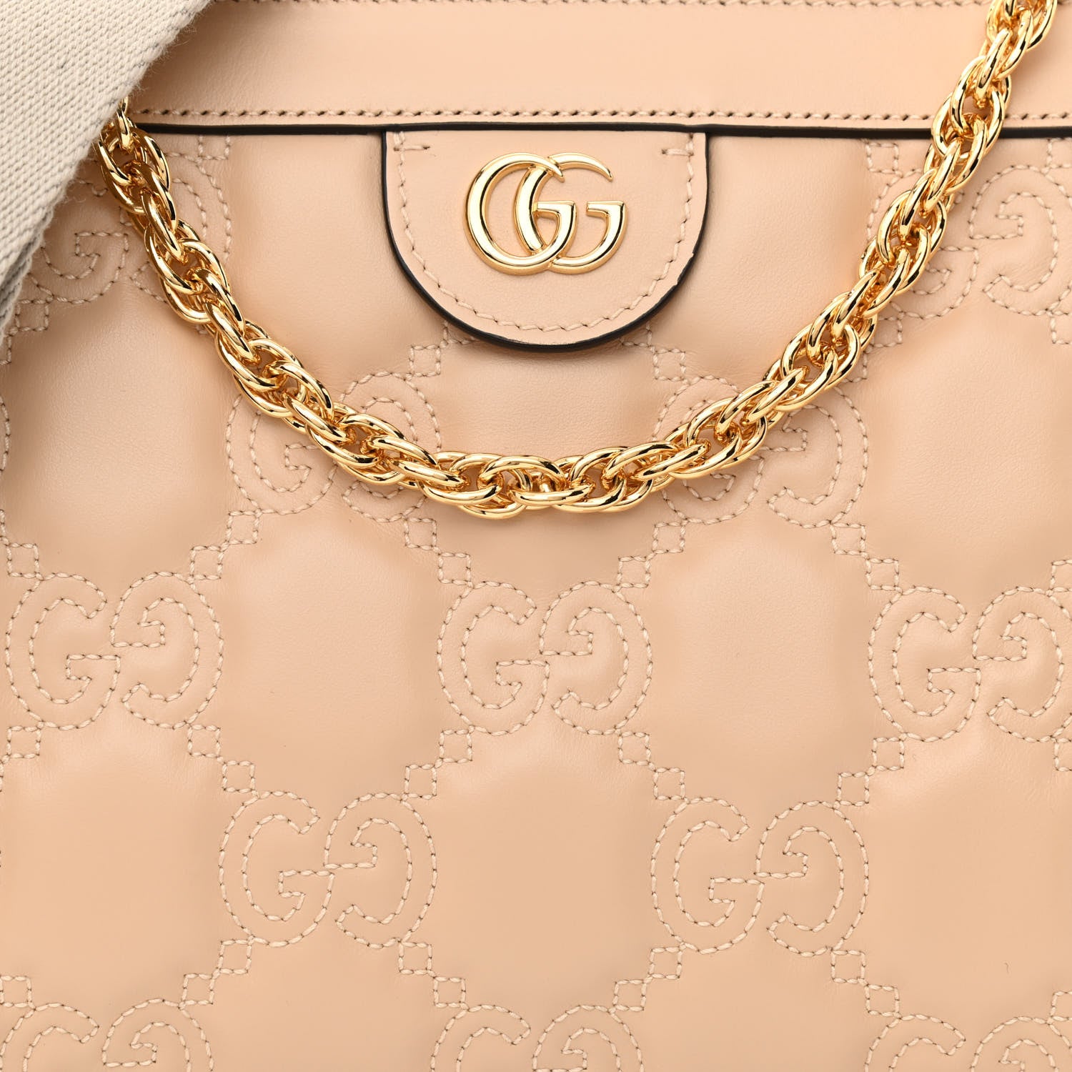 Gucci Calfskin GG Matelasse Small Slim Chain Shoulder Bag Naturale 8 of 10