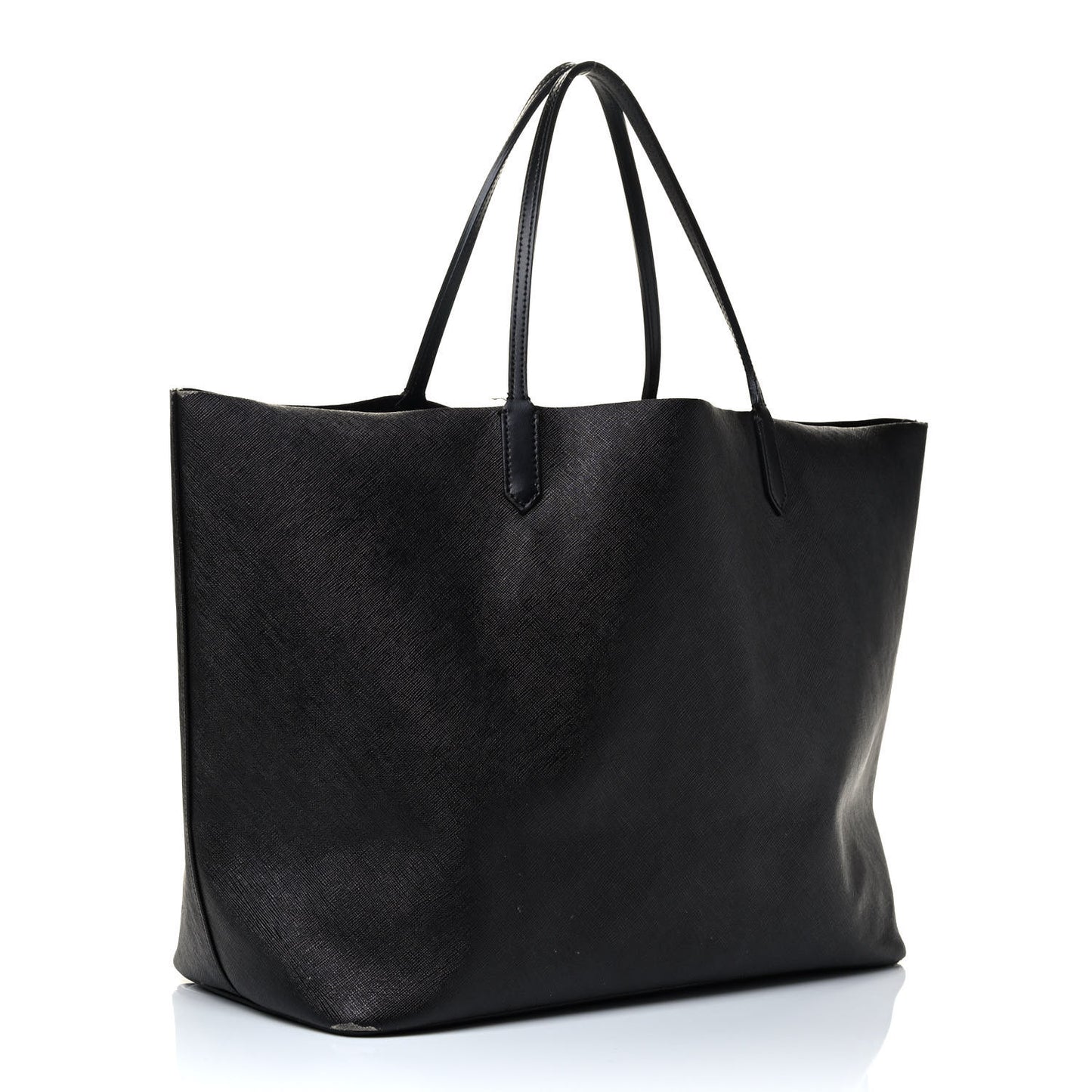 Textured Coated Canvas Panther Print Large Antigona Tote Black