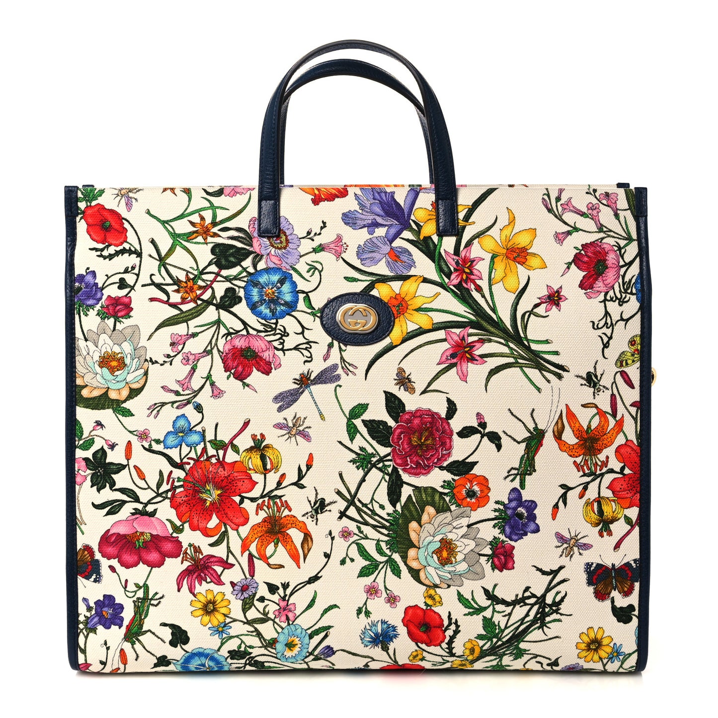 Canvas Large Flora Tote Navy Multicolor