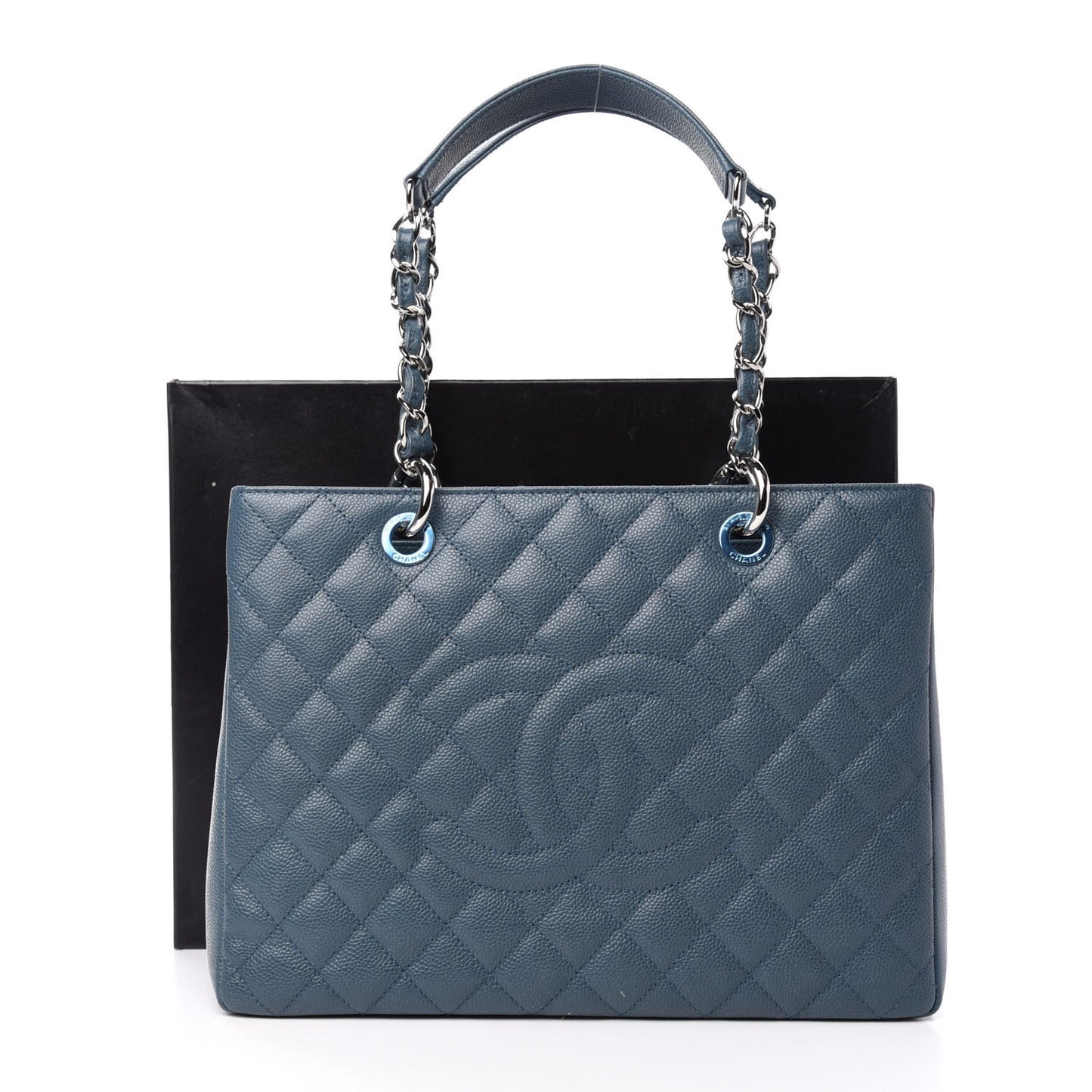 Caviar Quilted Grand Shopping Tote GST Blue