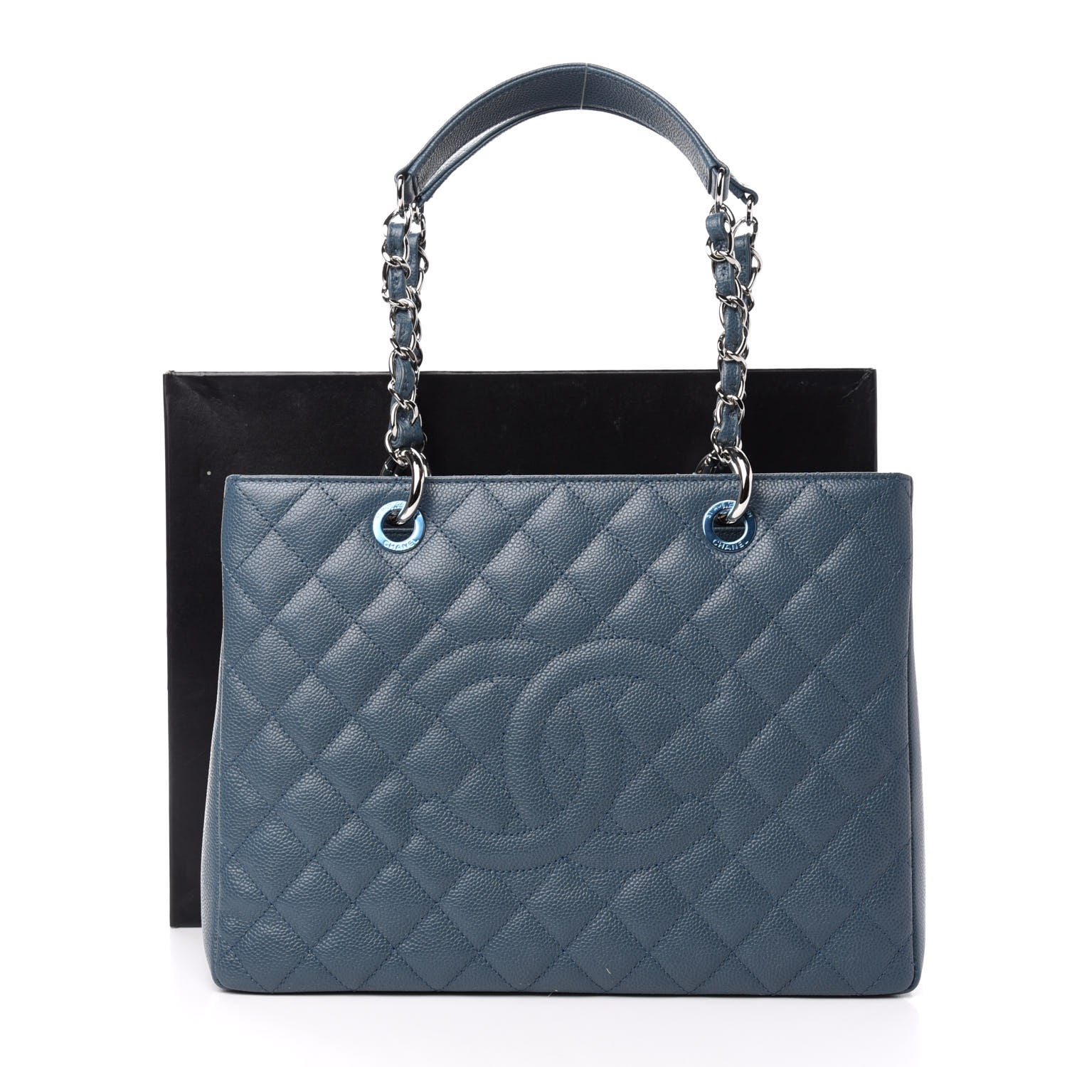 Chanel Caviar Quilted Grand Shopping Tote GST Blue 11 of 11