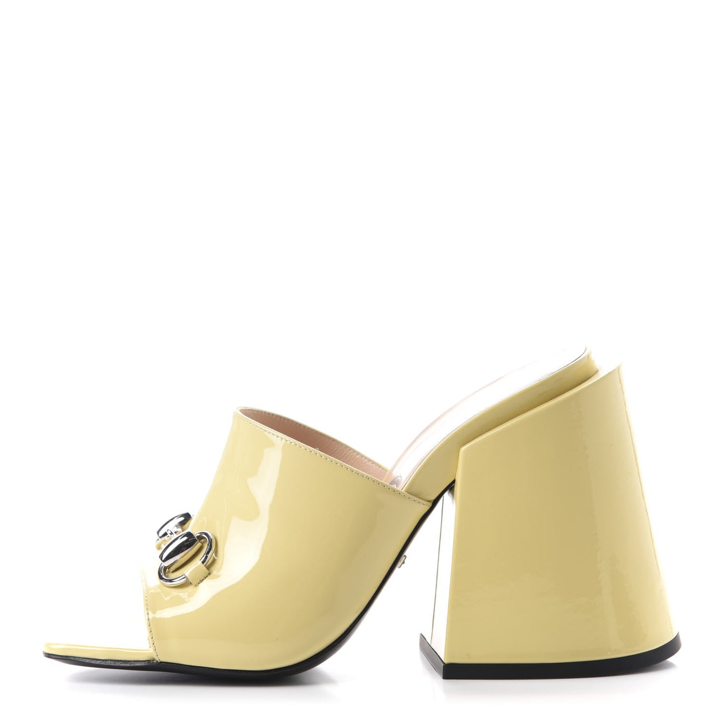 Patent Lexi Horsebit High-Heel Slide Sandals 37 Burro
