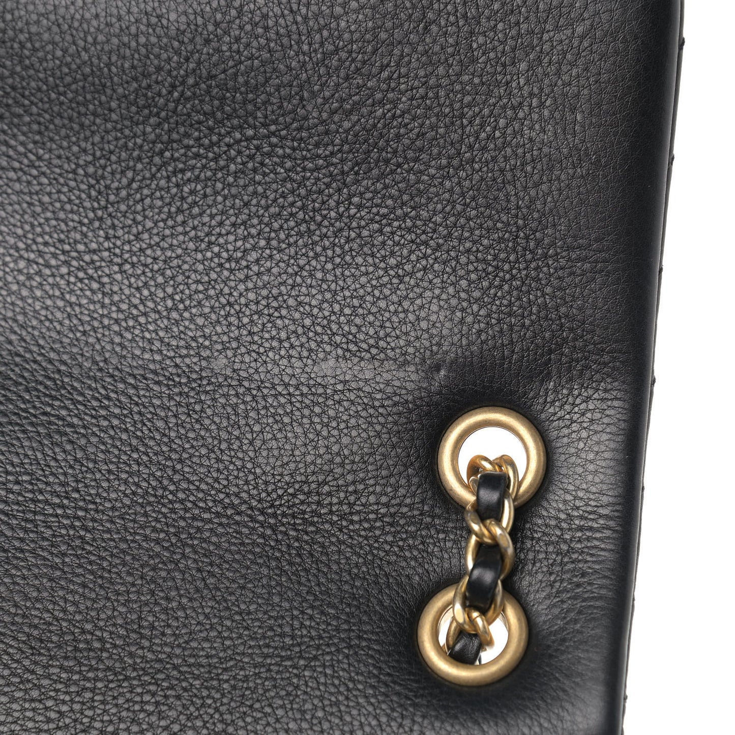 Calfskin Chevron Quilted Mini Rock The Corner Flap Black