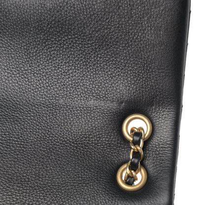 Chanel Calfskin Chevron Quilted Mini Rock The Corner Flap Black 10 of 11