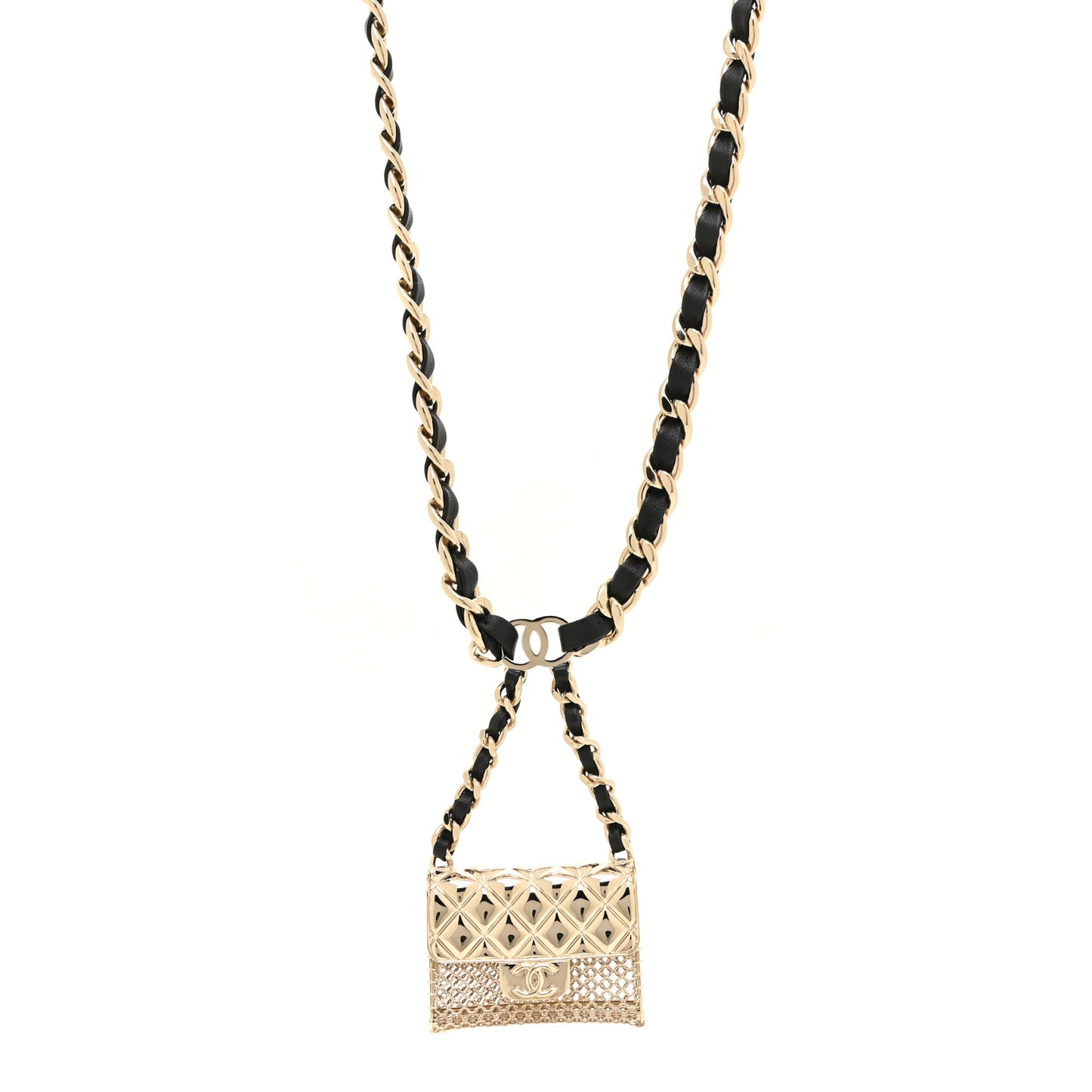 Lambskin Chain CC Flap Bag Belt 90 Black Gold