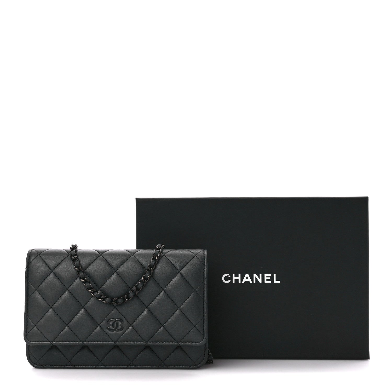 Chanel Lambskin Quilted Wallet On Chain WOC So Black 12 of 12